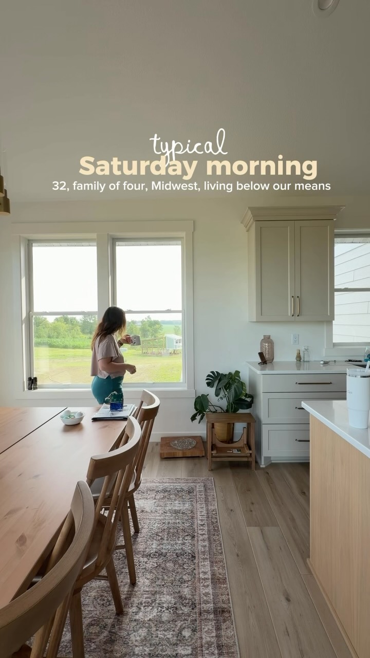 The best way to live below your means is to make staying home an enjoyable experience, romanticizing the ordinary moments of the day, and making things you normally do feel special.
typical Saturday morning in our family looks like this:
We usually try to lay in bed until the kids come “wake” us up. We wake up with the sun, but we’ll try to milk being able to lay in bed for as long as possible 😂
Once we’re up and moving, we move on to making a more “special” breakfast on at least one of our weekend mornings. Breakfast burritos, breakfast pizza, cinny rolls, French toast,etc. we love starting a weekend morning in the kitchen, our gathering place, making breakfast (sometimes together, sometimes while the kids play).
We find time to sit on the porch and have a cup of coffee and chat with one another.
Then we do cleanup and move on with the rest of the days plans which more times than not include doing chores around the house or the property. Luke is mowing lawn and I’m about to tidy the house as I type this 😅
While this honestly seems like a “boring” morning in our life we also wouldn’t have it any other way. Being able to slow down and see the little parts of the day that make our lives feel full is a skill we had to master, but now comes so easy. 🫶