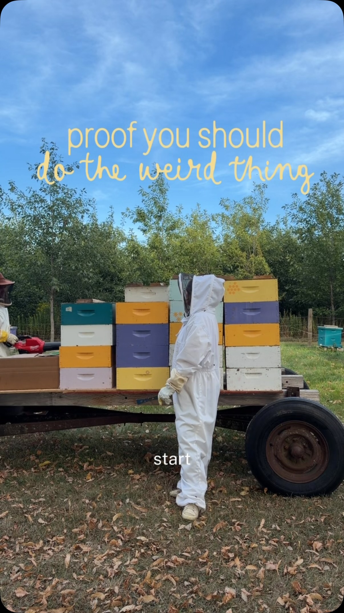 Five years ago, beekeeping was just a random hobby we decided to try because I came home to Luke watching beekeeping videos on YouTube and I said “why not” 😂

Now it’s something we do with family, something that has taught us how much we love learning new skills and doing things ourselves, and somehow even part of the reason this page is called Our Hidden Hive.

The bees didn’t make us want to move to the country. That dream was already there long ago. But I do think they helped us understand what we loved about this kind of life. 

The satisfaction of starting with no idea what you’re doing, learning as you go, and eventually getting to hold something in your hands that exists because you stuck with it.

And it really doesn’t matter what “it” is. Honey. Chickens. Ducks. DIY projects. A whole collection of random side quests.

The point isn’t that every hobby needs to become something bigger. It’s just that following the things that make you curious can teach you a lot about the life you actually want. 

TRY. THE. WEIRD. THING. 👏🫶